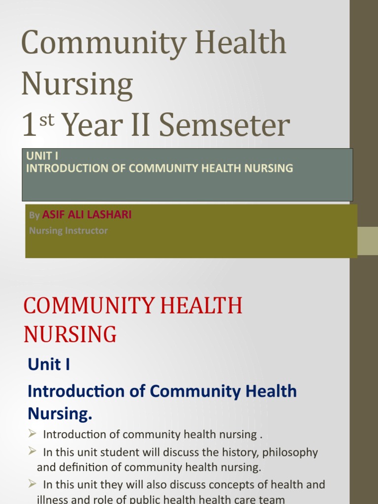 Community Health Nursing-1 Unit 1 | PDF | Nursing | Health Sciences