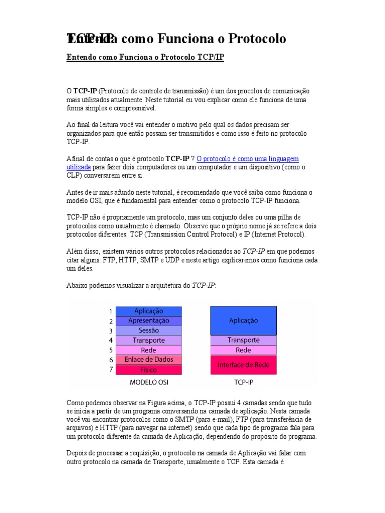 Protocolo TCP IP | Download grátis PDF | Suíte de protocolo de internet ...