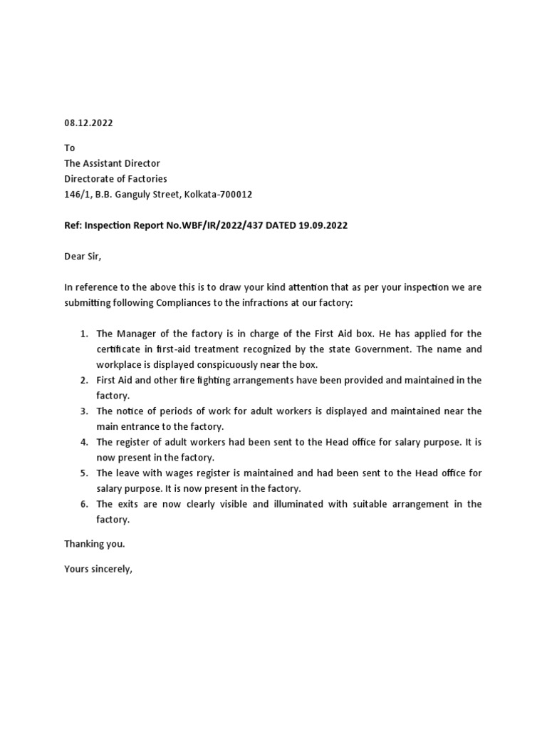Compliance Report for Factory Inspection | PDF | Technology & Engineering