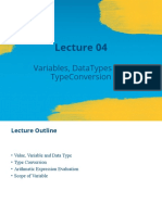 Variables, Datatypes and Typeconversion