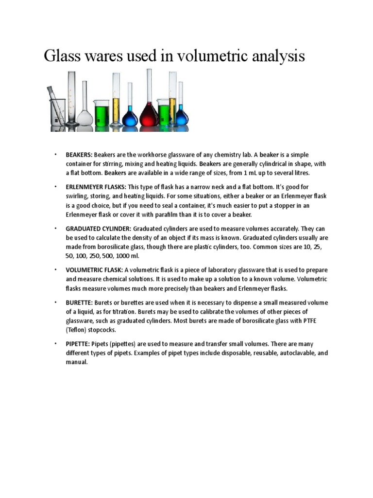 Glass Wares Used in Volumetric Analysis PDF