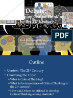 Redeveloping Critical Thinking For The 21 Century: Debate