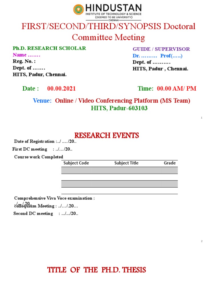DC Meeting PPT Template | PDF | Thesis | Science