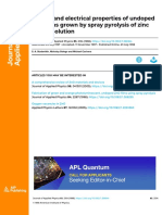 Optical and Electrical Properties of Undoped Zno Films Grown by Spray Pyrolysis of Zinc Nitrate Solution