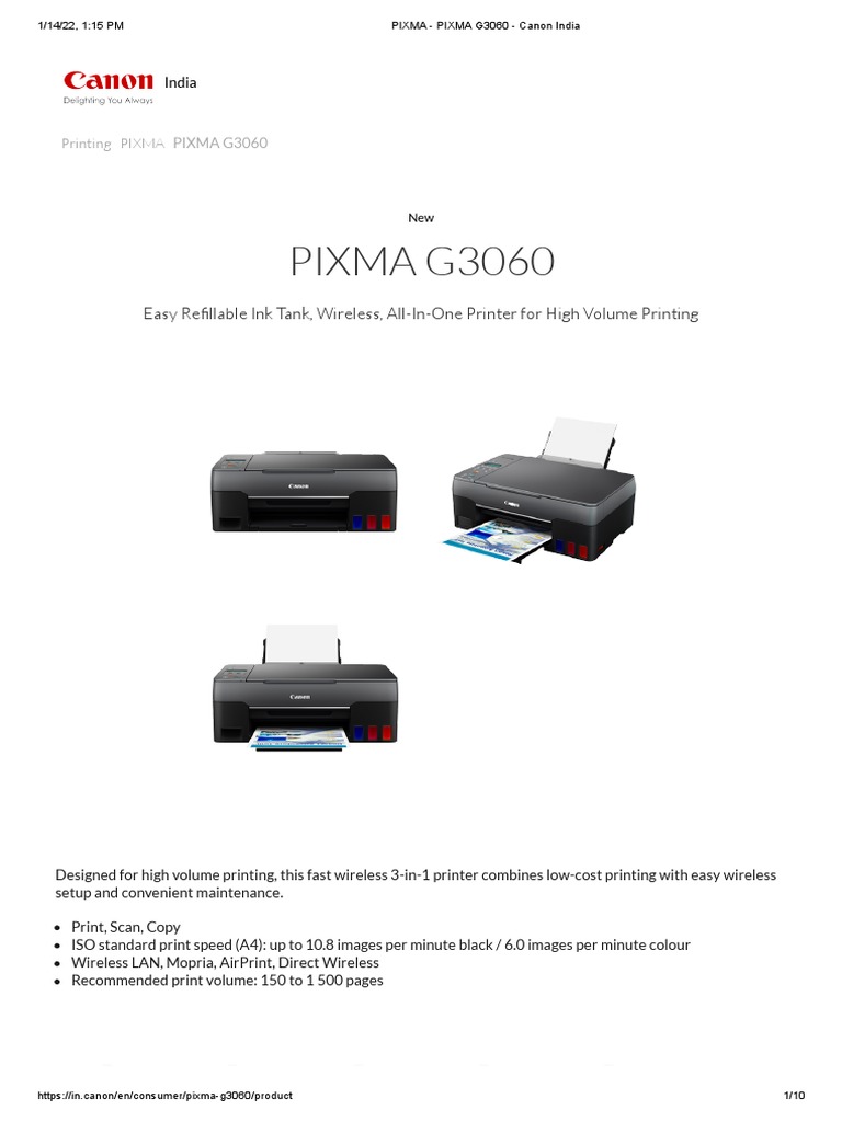 Canon G3060 PDF Printer Printing