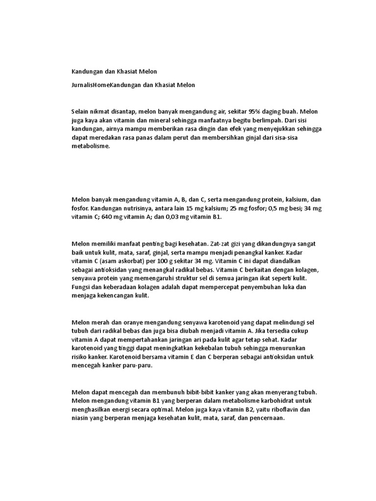 Kandungan dan Khasiat Melon PDF