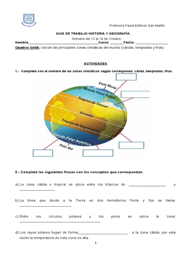 Guía de Zonas Climáticas 3° Básico | PDF | Ciencia y matemáticas