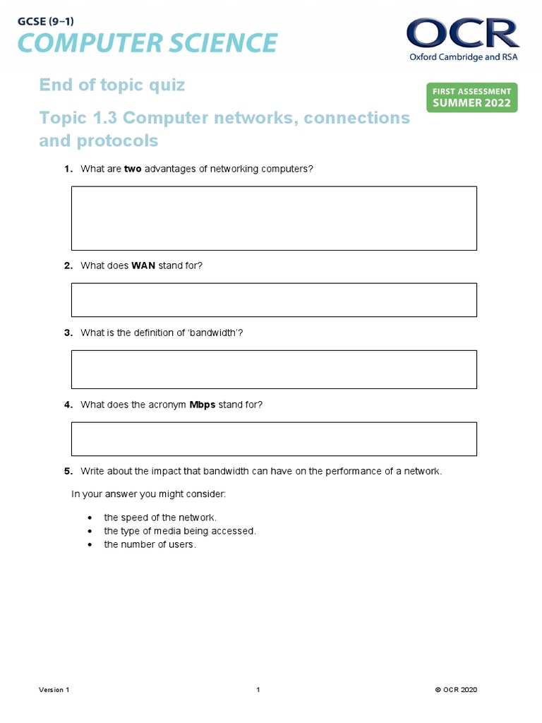 1.3 Computer Networks Connections and Protocols End of Topic Quiz | PDF ...