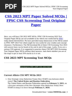 CSS 2023 MPT Paper Solved MCQs - FPSC CSS Screening Test Original Paper