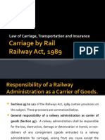 Carriage by Rail Railway Act, 1989: Law of Carriage, Transportation and Insurance