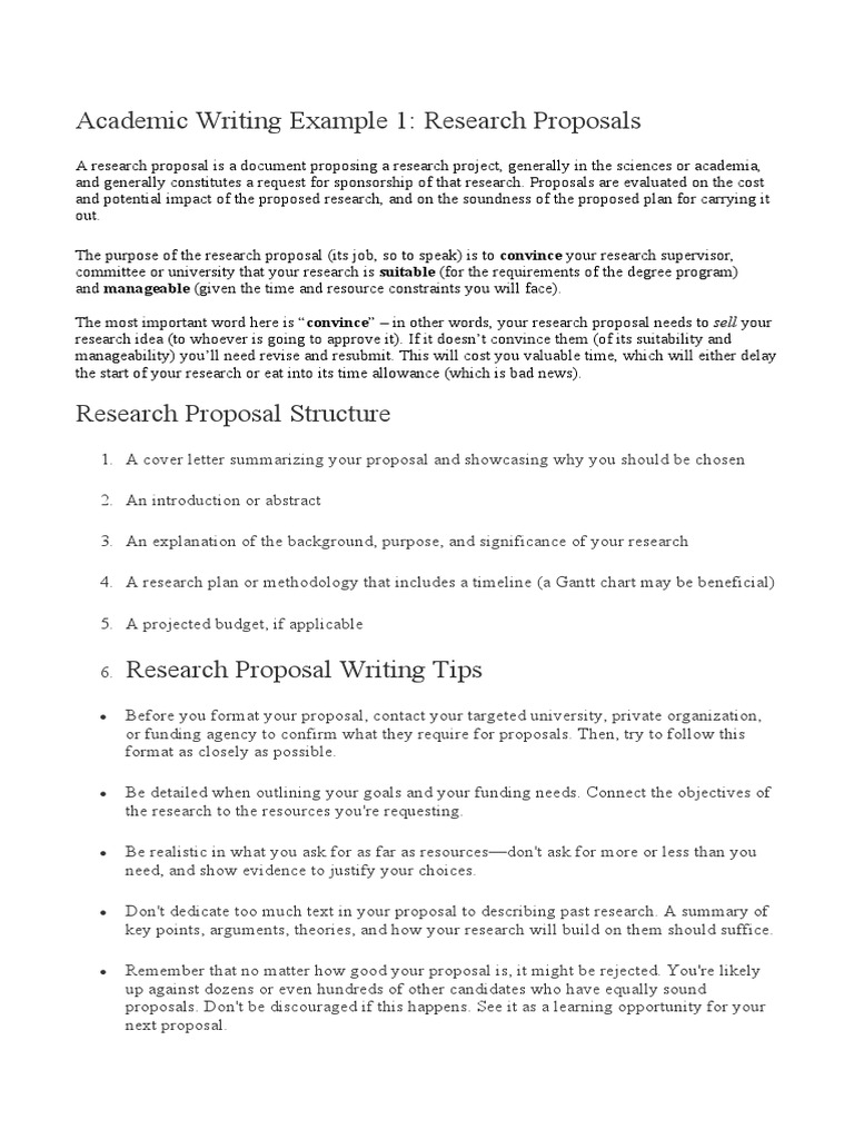 Write Proposals Thesis