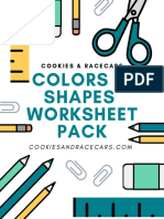Colors & Shapes Worksheet Pack: Cookies & Racecars