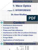 Unit-1: Wave Optics: Dr. Arun Khalkar Topic-1: INTERFERENCE