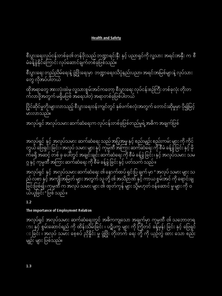 Health and Safety Home Work PDF