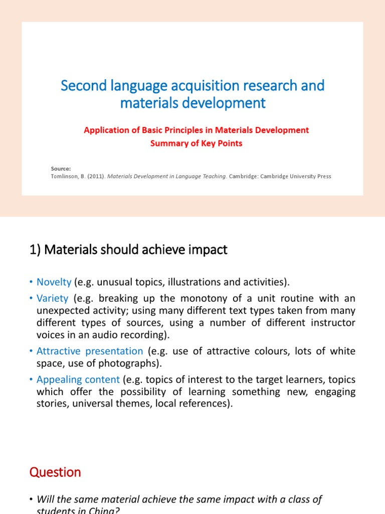 Principles of Materials Development | PDF | Learning | Second Language