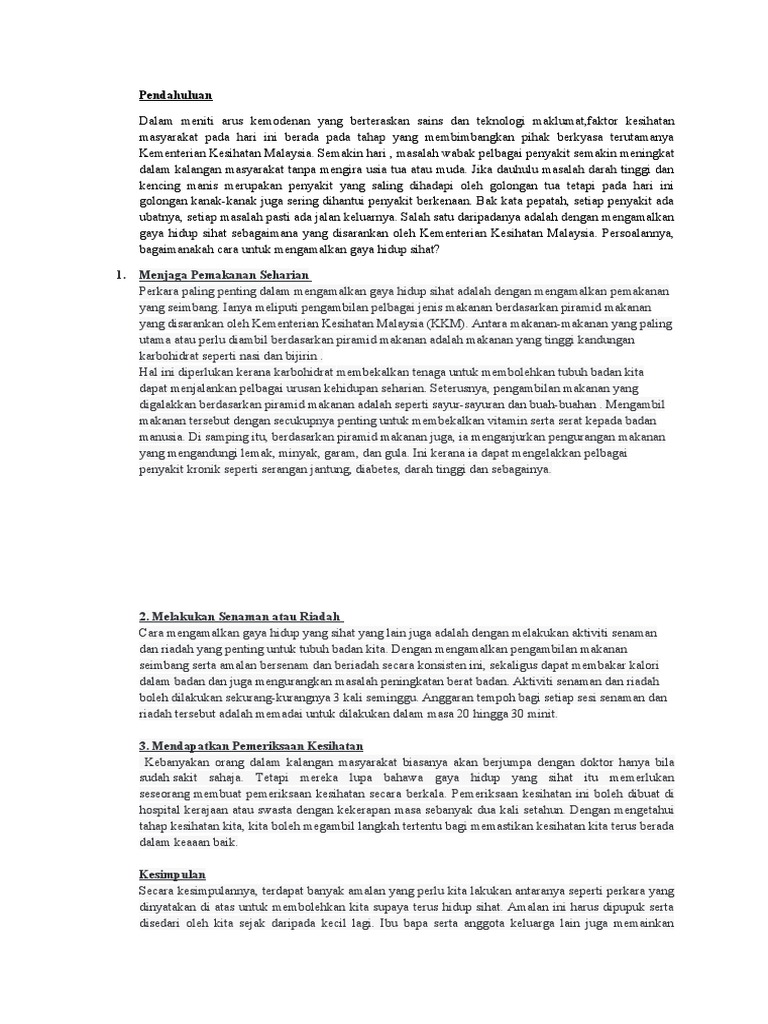 Cara Mengamalkan Gaya Hidup Sihat | PDF