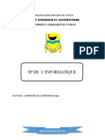 TP de L'Informatique: Enseignement Superieur Et Universitaire Universite Catholique Du Congo