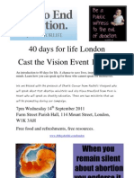 40 Days for Life London Cast Vision Flyer September 2011