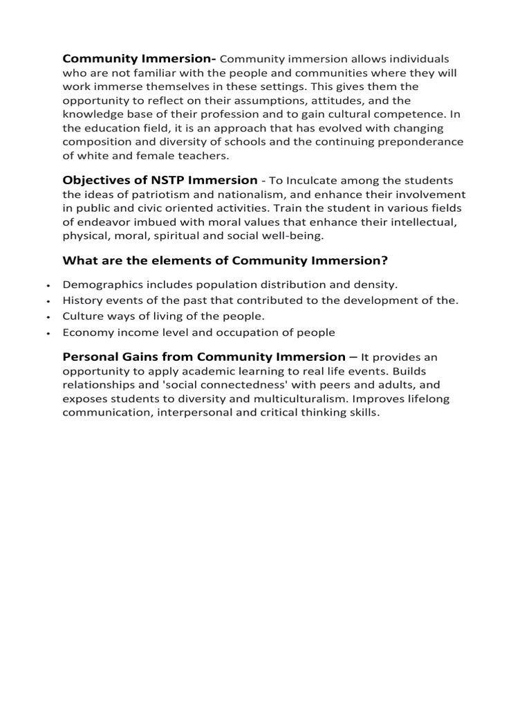 Community Immersion PDF