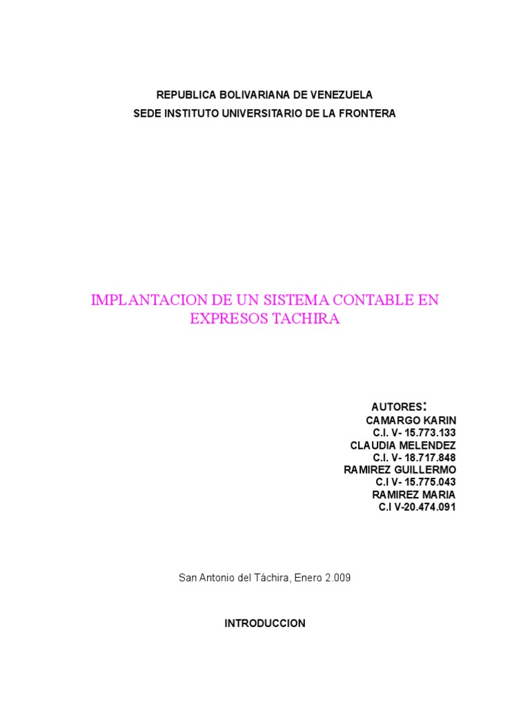 Sistema Contable para Expresos Táchira | PDF | Contabilidad | Informática