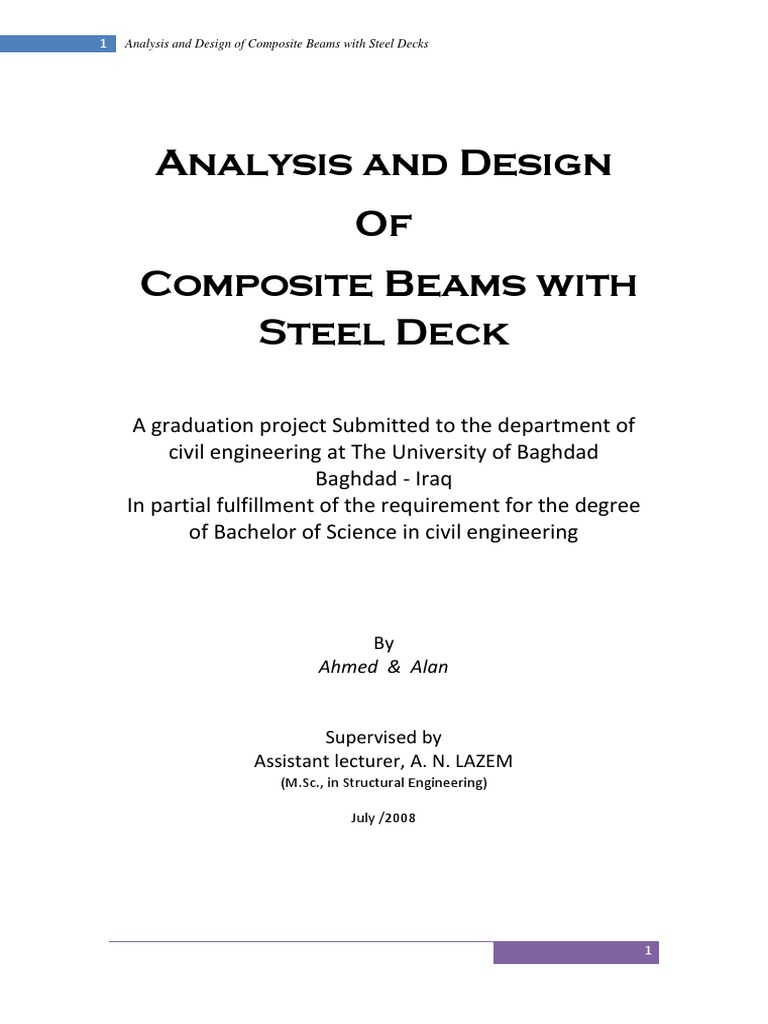 Analysis and Design of Composite Beams With Composite Deck Slab | PDF ...