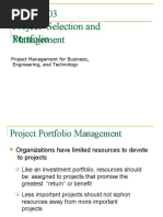 Project Selection and Portfolio Management