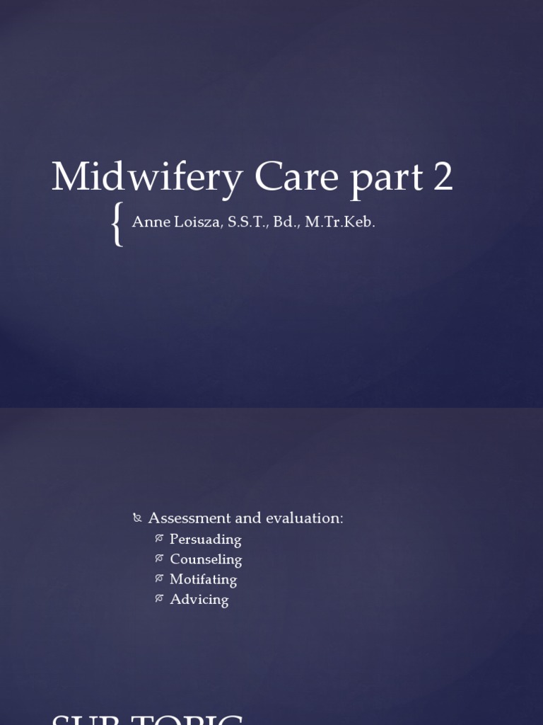 Midwifery Care Part 2 Pdf Nursing Therapy
