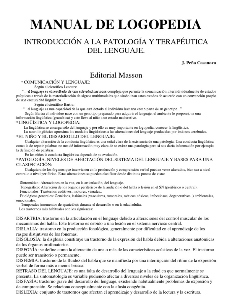 Manual de Logopedia y Patología del Lenguaje | PDF | Oído | Dislexia