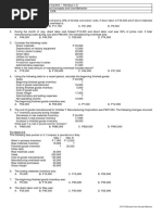 Handout 1.0 ACC 123 Practice Problems For Cost Concepts and Cost Behavior