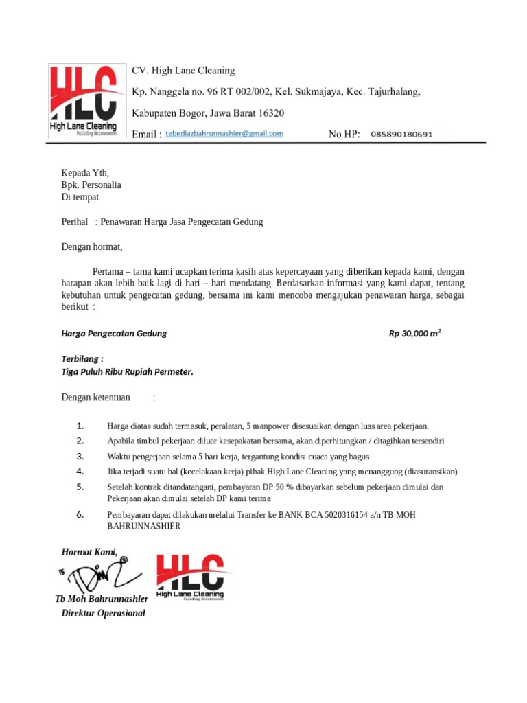 Penawaran Harga Pengecatan | PDF