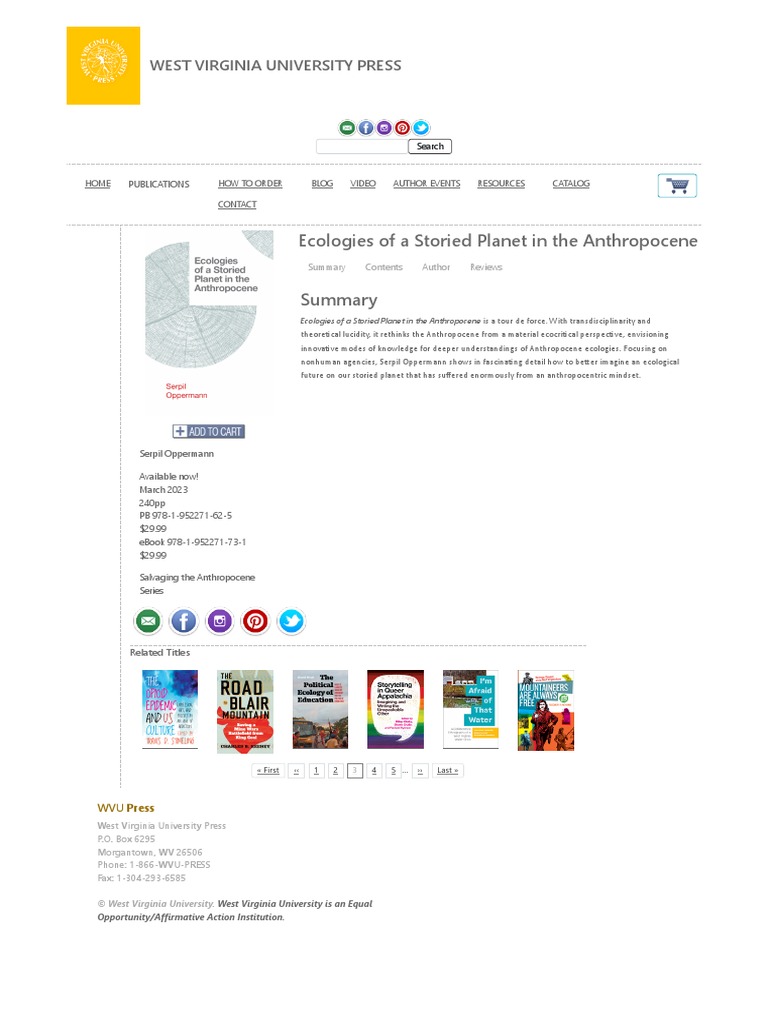 Ecologies of A Storied in The Anthropocene West Virginia