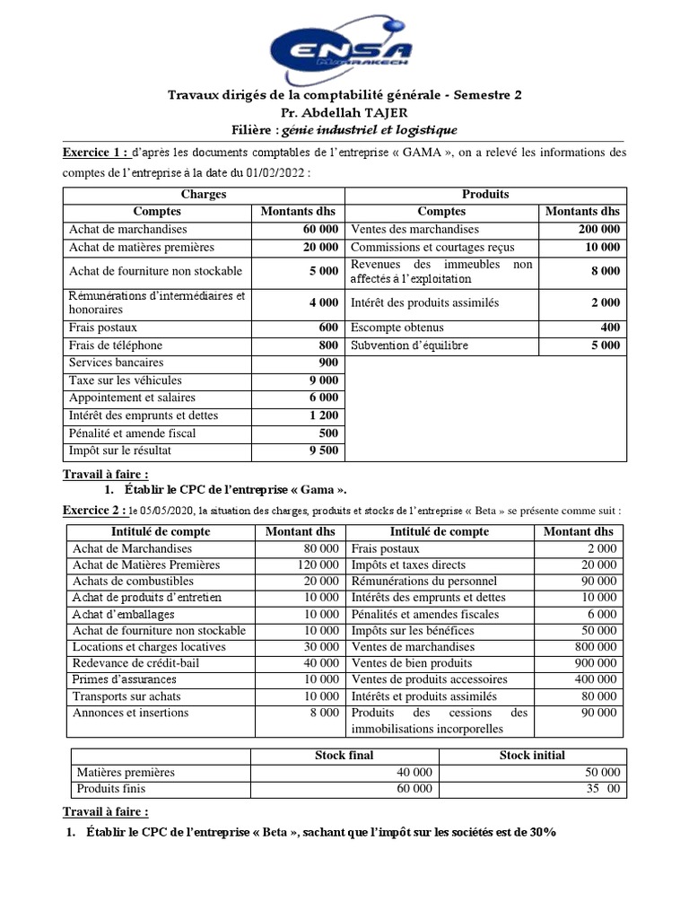 Établissement du CPC en comptabilité | PDF | Impôts | Business
