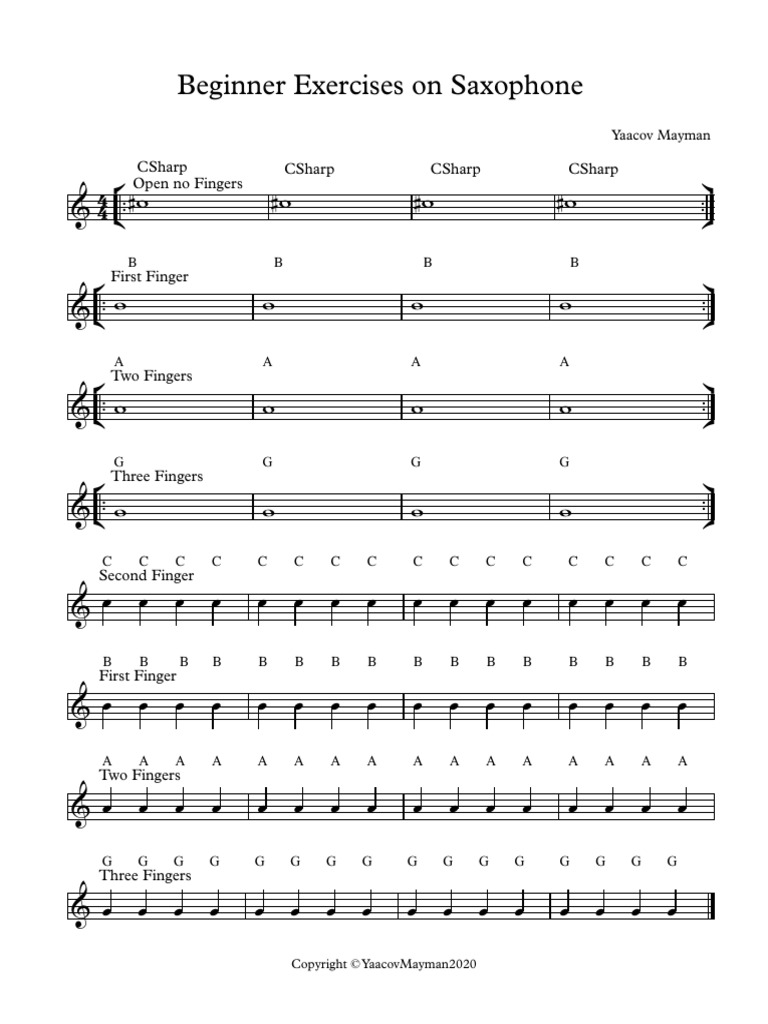 Beginner Exercises On Saxophone Full Score PDF