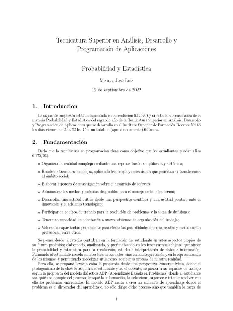 Propuesta de Proyecto en Probabilidad y Estadística | PDF | Enseñando ...