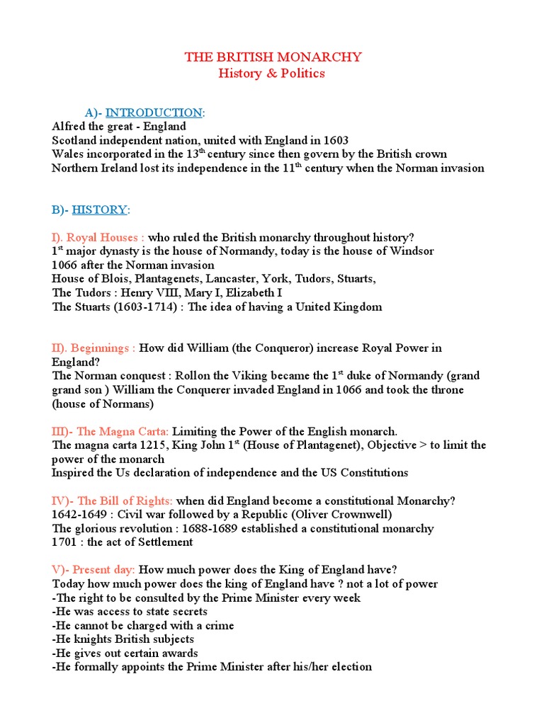 British Monarchy | PDF | Kingdom Of England | Monarchy Of The United ...