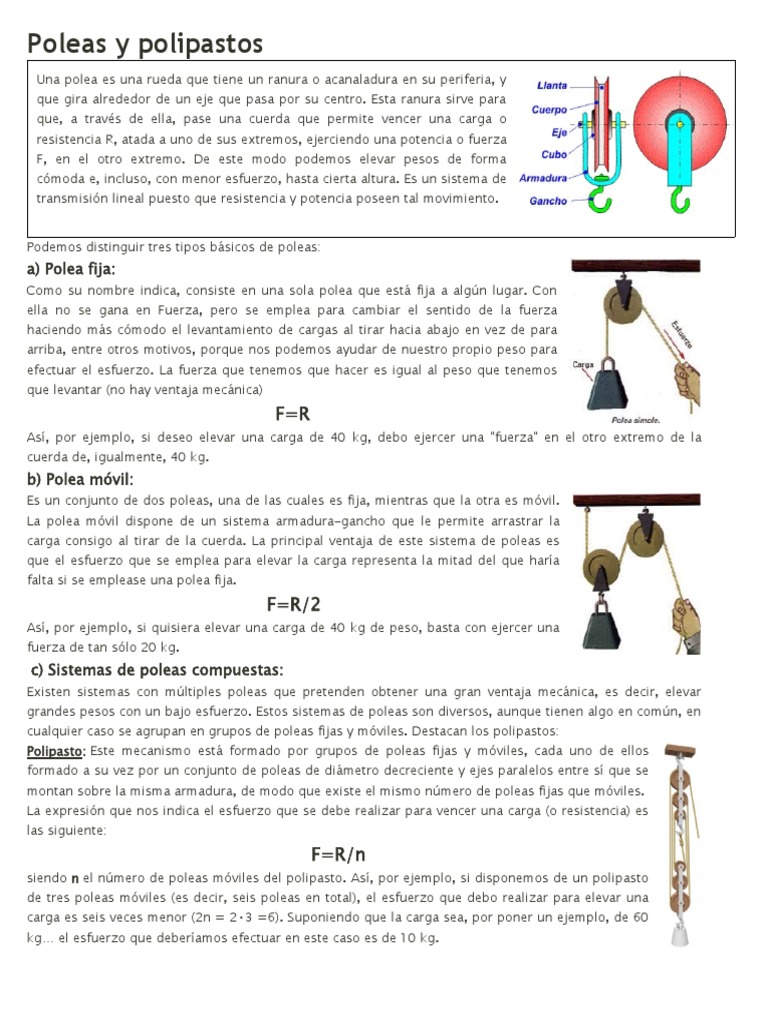 Poleas Y Polipastos Pdf Herramientas Equipo