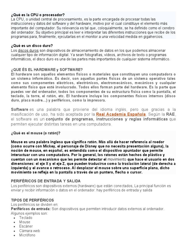 Recuperacion de Informatica Sexto | PDF | Periférico | Hardware de la ...