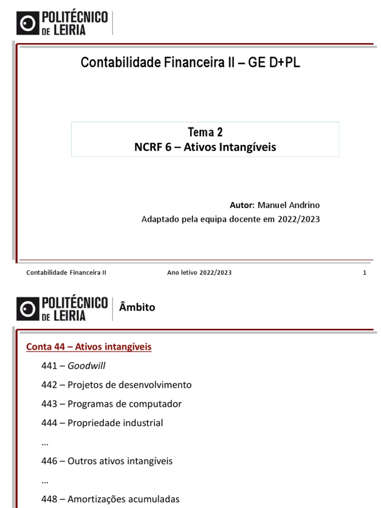 Contabilidade Financeira II - GE D+PL: Tema 2 NCRF 6 - Ativos ...