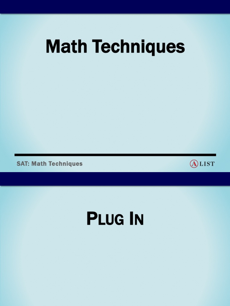 SAT: Math Techniques | PDF | Mathematics | Arithmetic