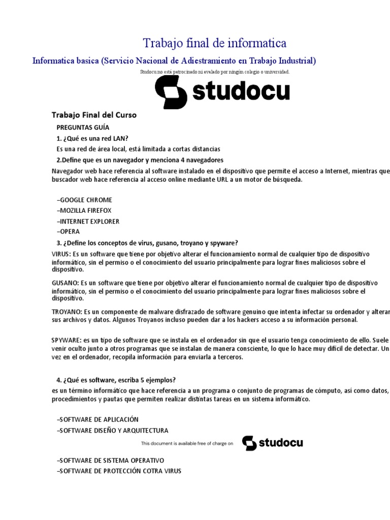Trabajo Final de Informatica | PDF | Informática | Virus de computadora