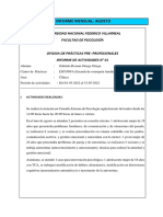 Informe Mensual: Agosto: Universidad Nacional Federico Villarreal Facultad de Psicología