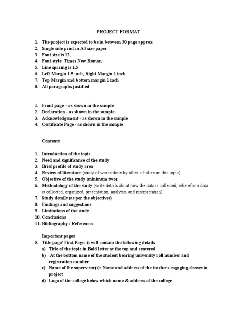 Format of Project For 6th Semester | PDF