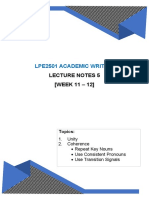 Lpe2501 Lecture Notes 5 (Week 11 - 12)