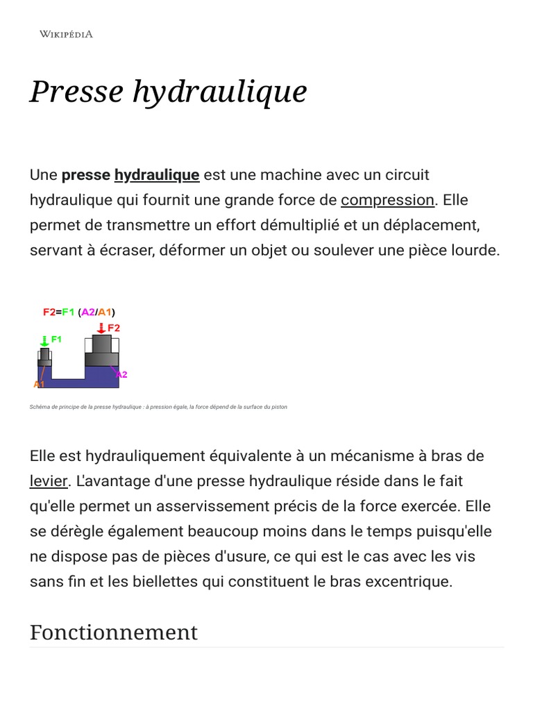 Presse hydraulique — Wikipédia
