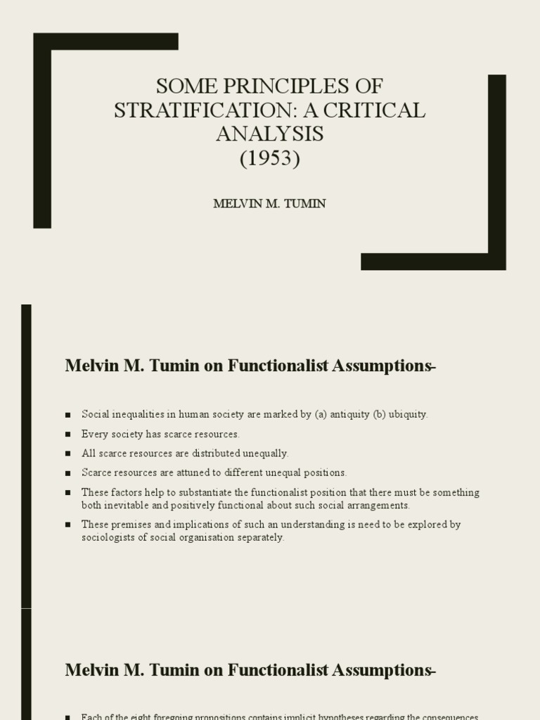 Tumin's Critique of Social Stratification | PDF | Social Stratification ...