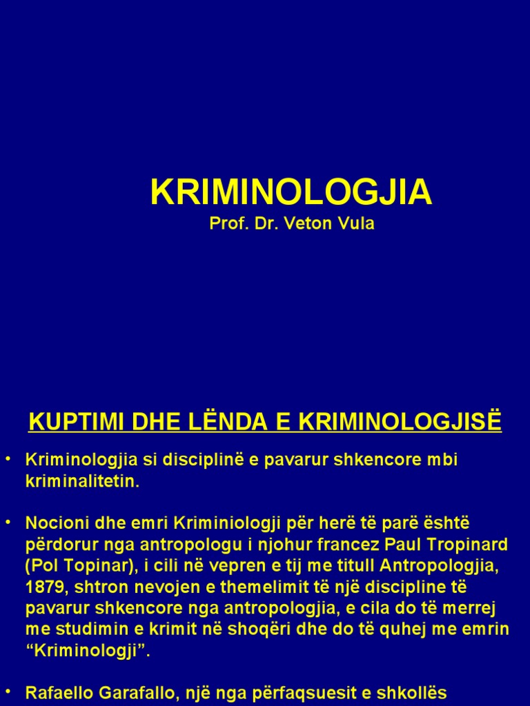 Kriminologjia: Prof. Dr. Veton Vula | PDF