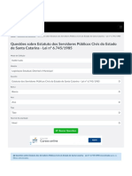 Questões Sobre Estatuto Dos Servidores Públicos Civis Do Estado de Santa Catarina - Lei Nº 6.745/1985