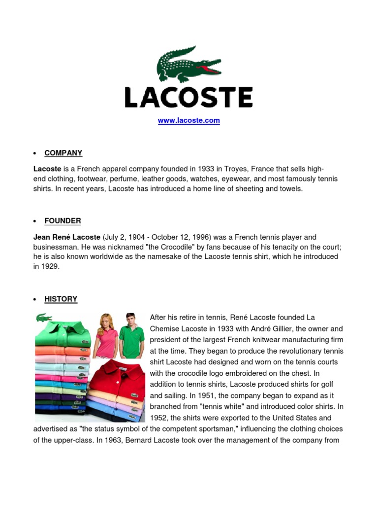 history of lacoste brand