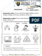 Tema 3: Tipos de Comunicación Gramática: Comunicación Verbal: Se Da A Través de La Palabra Hablada o Escrita