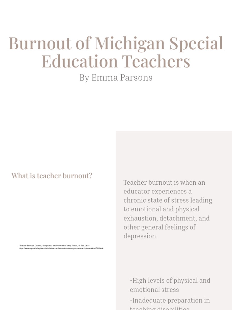 Burnout Of Michigan Special Education Teachers Pdf Occupational